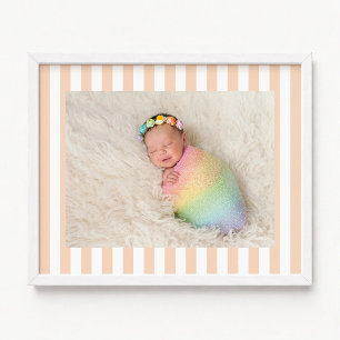 Bleek oranje en witte strepen Nieuwe babymeisje fo Poster
