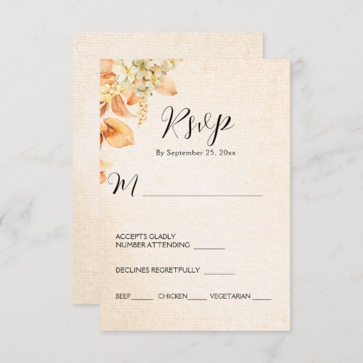 Bleek Oranje najaar van de zomer RSVP Kaartje (Voorkant / Achterkant)