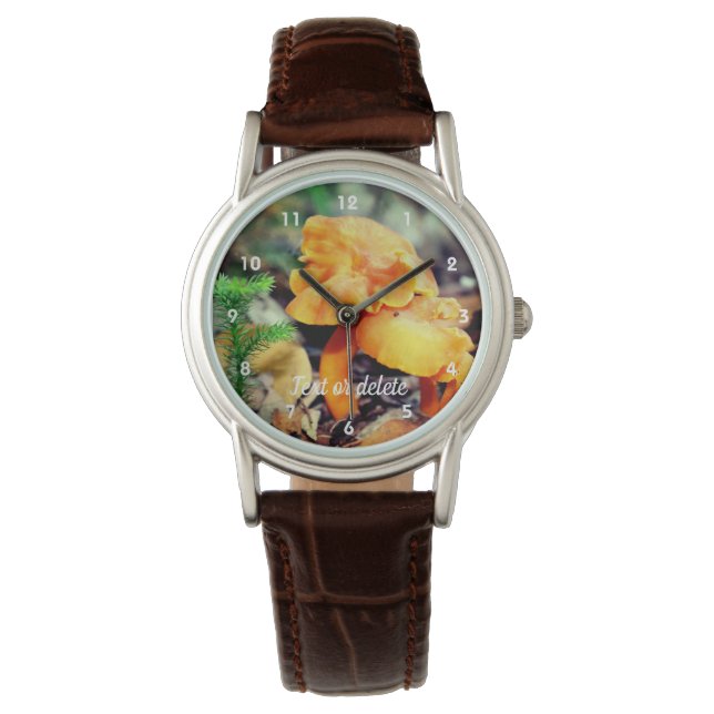 Bleek Oranje wilde paddenstoelen gepersonaliseerd Horloge (Voorkant)
