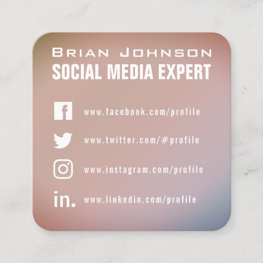 Bleek paars blauw, blauw, blad vierkante visitekaartje (Voorkant)