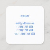 Bleek paars blauw, blauw, blad vierkante visitekaartje (Achterkant)