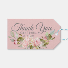  Bleek Paars en roze rozenhuwelijk Cadeaulabel