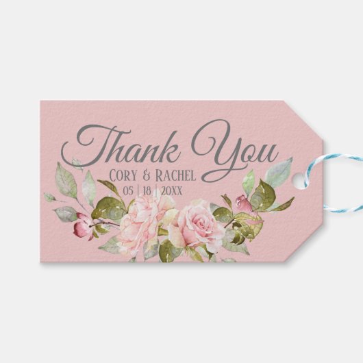  Bleek Paars en roze rozenhuwelijk Cadeaulabel (Voorkant (Horizontaal))