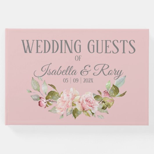  Bleek Paars en roze rozenhuwelijk Gastenboek (Voorkant)