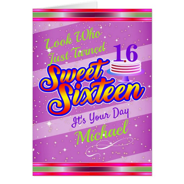 BLEEK PAARS GREEN RED (EDITABLE) Sweet 16 Birthday (Voorkant)