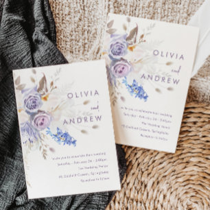 Bleek Paars lavender Roos Moderne bruiloft Kaart