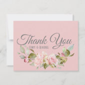 Bleek Paars roze rozenhuwelijk Bedankkaart (Voorkant)