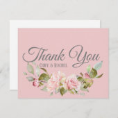 Bleek Paars roze rozenhuwelijk Bedankkaart (Voorkant / Achterkant)