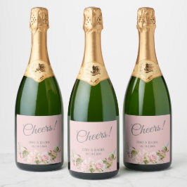 Bleek Paars roze rozenhuwelijk Sparkling Wijnetiket