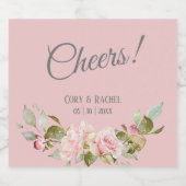 Bleek Paars roze rozenhuwelijk Sparkling Wijnetiket (Enkel label)