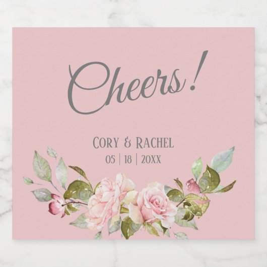 Bleek Paars roze rozenhuwelijk Sparkling Wijnetiket