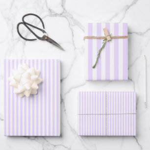 Bleek Paars & Witte Strepen Inpakpapier Vel