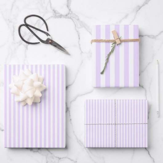Bleek Paars & Witte Strepen Inpakpapier Vel (Voorkant)