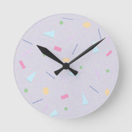 Bleek Paarse 80's Geometrische Print Wandklok
