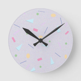 Bleek Paarse 80's Geometrische Print Wandklok