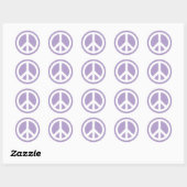 Bleek Paarse en Witte Vredessymbool Ronde Sticker (Vel)