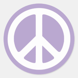 Bleek Paarse en Witte Vredessymbool Ronde Sticker