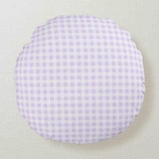 Bleek Paarse Gingham Rond Kussen (Voorkant)