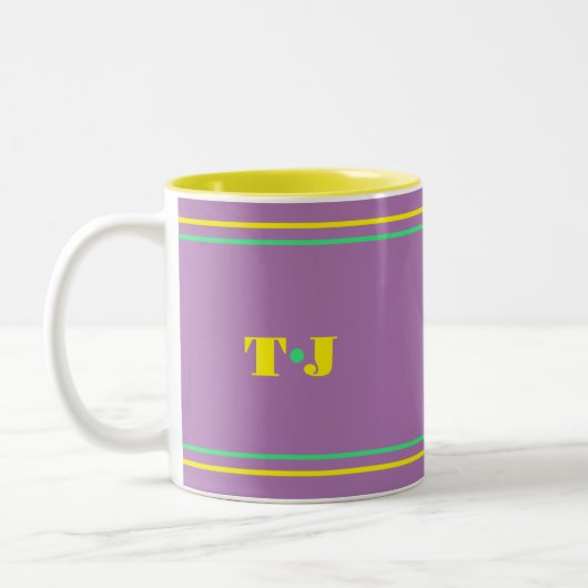 Bleek Paarse Monogram Tweekleurige Koffiemok (Links)