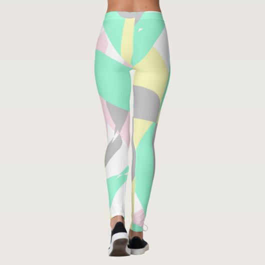 Bleek pasta Abstract Kunstgrijs Geel Roze Wit Leggings (Achterkant)
