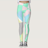 Bleek pasta Abstract Kunstgrijs Geel Roze Wit Leggings (Voorkant)