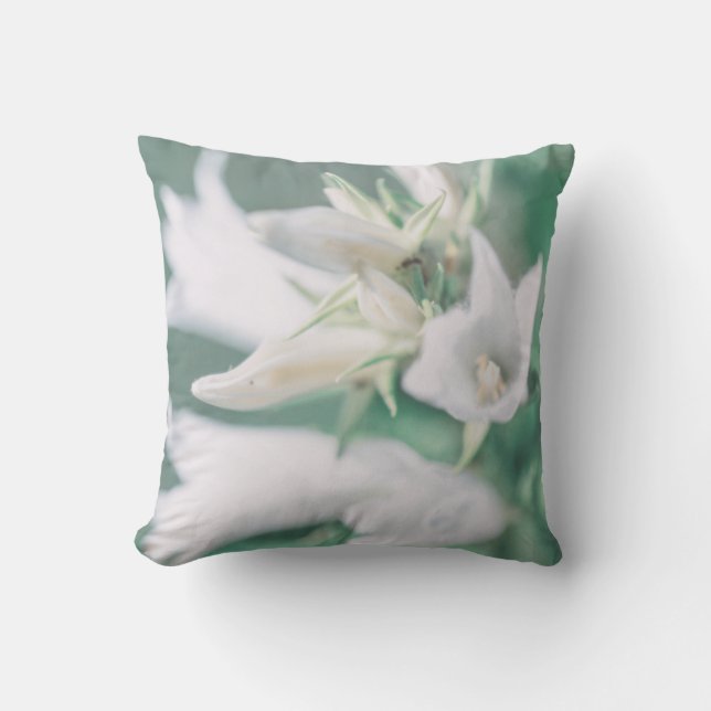 Bleek pasta Green White Bell Flowers Kussen (Voorkant)