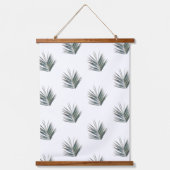 Bleek pasteelgroen palmbladerpatroon hangend wandkleed (Voorkant)