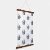 Bleek pasteelgroen palmbladerpatroon hangend wandkleed (Gebogen)