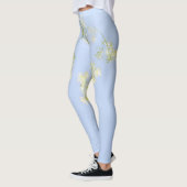 Bleek pastel Blue Sky Wild Flowers Meadow Leggings (Links)