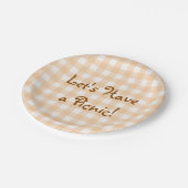 Bleek Peach Gingham Picnic Papieren Bordje (Gekanteld)