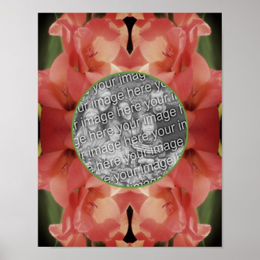 Bleek Peach Gladiolus Flower Lijst Uw foto toevoeg Poster (Voorkant)