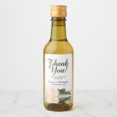 Bleek Peach Roos Elegant Wedding Bedankt Mini Wijn Etiket (Voorkant)