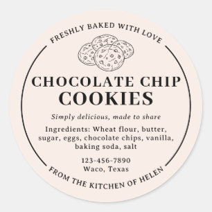 Bleek Perzik Chocolate-chip Cookies Bakkerij Stick Ronde Sticker