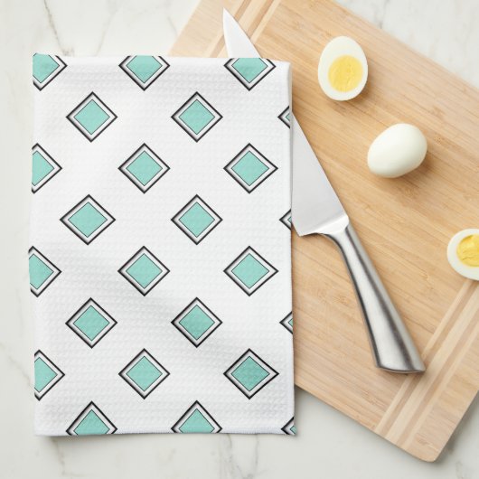 Bleek Robin Egg Blue Diamond Colour Design Theedoek (Quarter Fold)