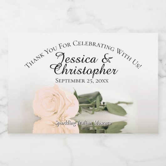 Bleek Roos Classy Wedding Dank je Mini Sparkling Wijnetiket (Enkel label)