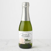 Bleek Roos Classy Wedding Dank je Mini Sparkling Wijnetiket (Voorkant)