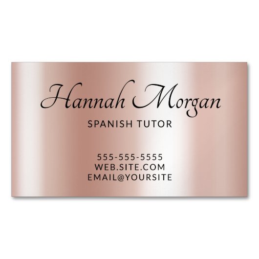 Bleek Roos Gold Elegant Ombre Magnetisch Visitekaartje (Voorkant)