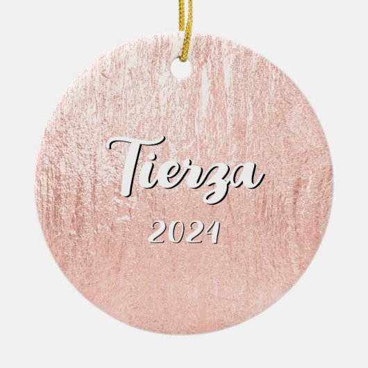 Bleek Roos Gold Glam Textuur Gepersonaliseerd Keramisch Ornament (Voorkant)