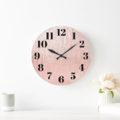 Bleek Roos Gold Glam Textuur Grote Klok (Huis)