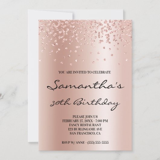 Bleek Roos Gold Ombre Folie Confetti Glitter Kaart (Voorkant)