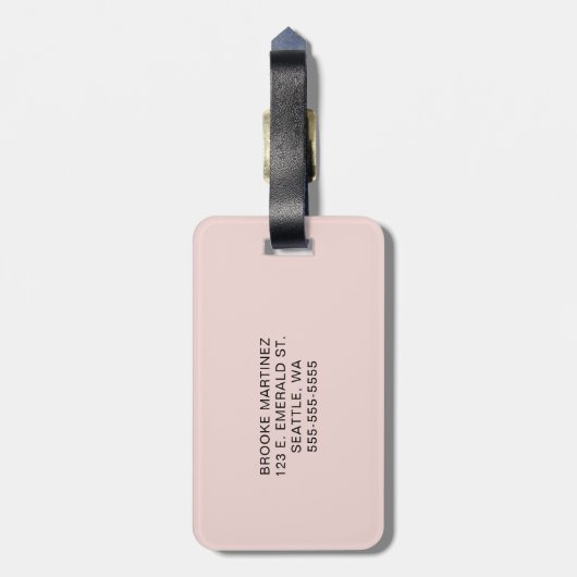 Bleek Roos Goud Bloemen Monogram Bagagelabel (Achterkant verticaal)