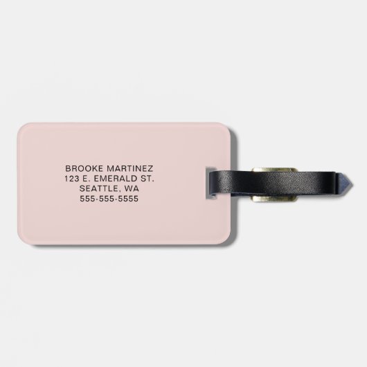 Bleek Roos Goud Bloemen Monogram Bagagelabel (Achterkant horizontaal)