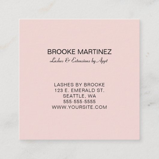 Bleek Roos Goud Bloemen Monogram Vierkante Visitekaartje (Achterkant)