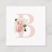 Bleek Roos Goud Bloemen Monogram Vierkante Visitekaartje (Voorkant)