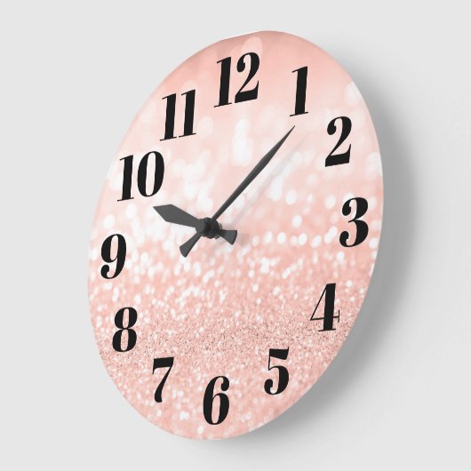 Bleek Roos Goud Glam Bokeh Glitter Grote Klok (Hoek)