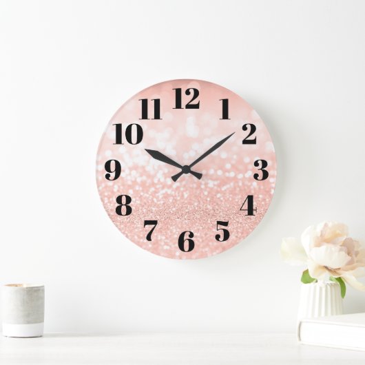 Bleek Roos Goud Glam Bokeh Glitter Grote Klok (Huis)