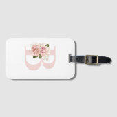 Bleek Roos Gouden Bloemen Monogrammed Bagagelabel (Voorkant (horizontaal))