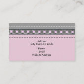 Bleek roos roze lederen blik en patroon op maat visitekaartje (Achterkant)