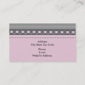 Bleek roos roze lederen blik en patroon op maat visitekaartje (Achterkant)