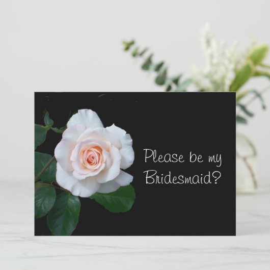 Bleek Rosebud Bridesmaid Request Kaart (Staand voorkant)